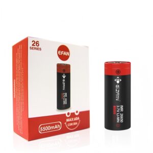 Bateria Lanterna de Alta Potência Efan IMR 3.7V 26650 5500Célula de íon de lítio recarregável de alto dreno mAh 30A/60A para lâmpada de holofote LED