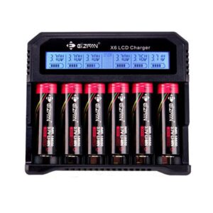 Eizfan X6 LCD Battery Charger for 18650 21700 Li-ion Batteries AU EU US UK Adapter 25W 6 Slots Battery Charger 3.6V 3.7V 1.2V