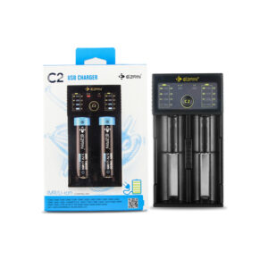 Eizfan C2 Battery Charger for 3.2V 3.7V Battery 2 Slots USB Battery Charger with Power Bank LED Light